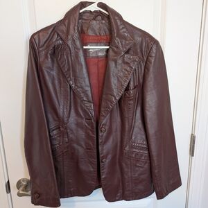 Etienne Aigner Burgundy Leather Jacket